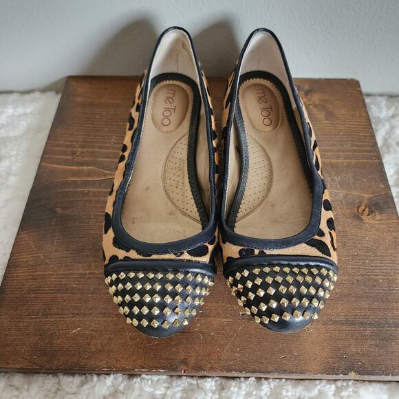 Me Too Leopard Krave with Studded Flats in Gold/Black Women's Size 6M - Picture 3 of 11